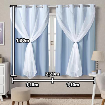 Imagem de Cortina Blackout Com Voil 2 Metros PVC 2,20x1,30 Para Varão