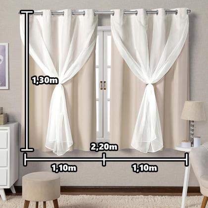 Imagem de Cortina Blackout Com Voil 2 Metros PVC 2,20x1,30 Para Varão