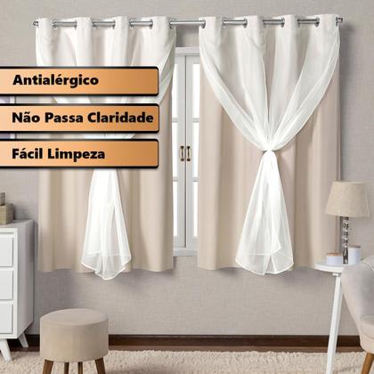 Imagem de Cortina Blackout Com Voil 2 Metros PVC 2,20x1,30 Para Varão