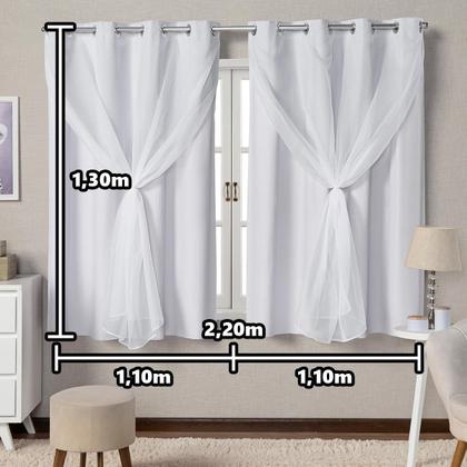Imagem de Cortina Blackout Com Voil 2 Metros PVC 2,20x1,30 Para Varão