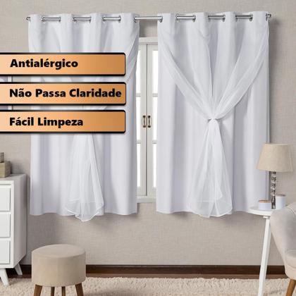 Imagem de Cortina Blackout Com Voil 2 Metros PVC 2,20x1,30 Para Varão