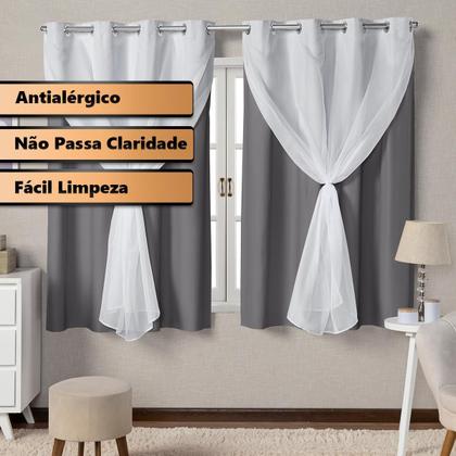 Imagem de Cortina Blackout Com Voil 2 Metros PVC 2,20x1,30 Para Varão