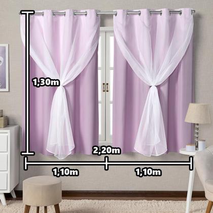 Imagem de Cortina Blackout Com Voil 2 Metros PVC 2,20x1,30 Para Varão