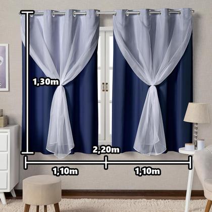 Imagem de Cortina Blackout Com Voil 2 Metros PVC 2,20x1,30 Para Varão