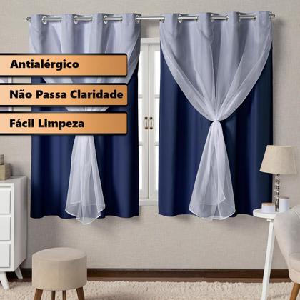 Imagem de Cortina Blackout Com Voil 2 Metros PVC 2,20x1,30 Para Varão