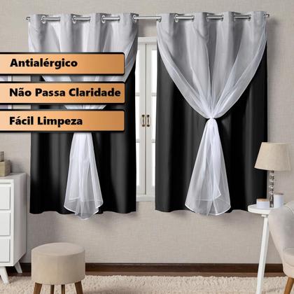 Imagem de Cortina Blackout Com Voil 2 Metros PVC 2,20x1,30 Para Varão