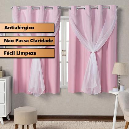 Imagem de Cortina Blackout Com Voil 2 Metros PVC 2,20x1,30 Para Varão