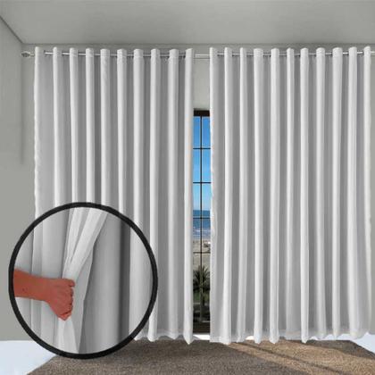 Imagem de Cortina Blackout Com Voil 6,00m X 2,90 Blecaute Tecido