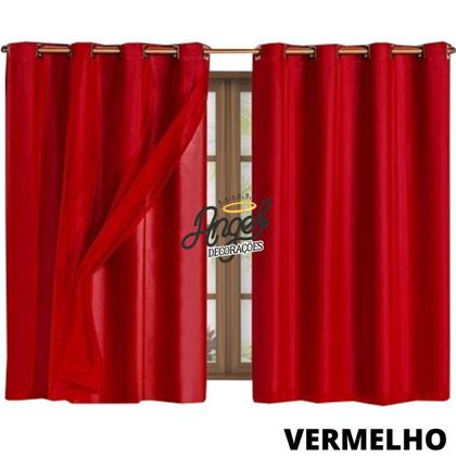 Imagem de Cortina Blackout Corta Luz Janela Sala Quarto Escritório com Tecido e Voil Blecaute 2m