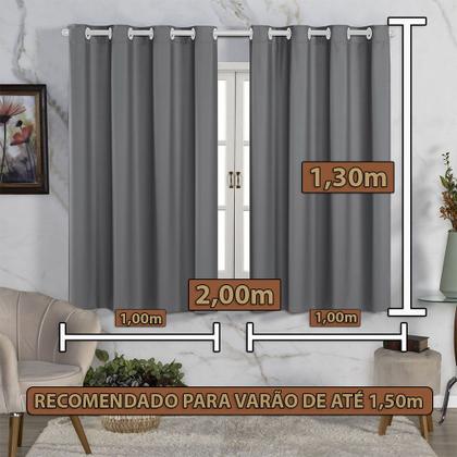 Imagem de Cortina Blackout de PVC 2,00m x 1,30m Cinza Corta Luz