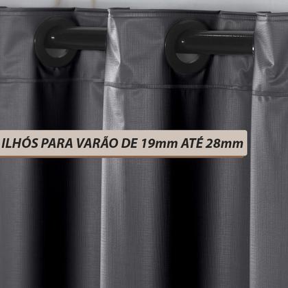 Imagem de Cortina Blackout de PVC 5,60m x 2,50m Preto para Varão Simples