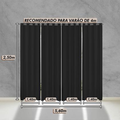 Imagem de Cortina Blackout de PVC 5,60m x 2,50m Preto para Varão Simples