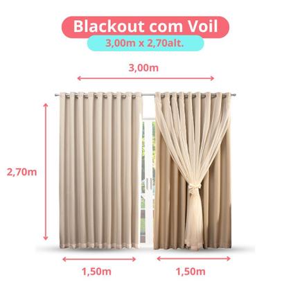 Imagem de Cortina Blackout em Tecido com Voil 3,00m x 2,70m