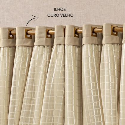 Imagem de Cortina Blackout em tecido com Voil Xadrez Montreal 2,00 X 1,70 Chocolate