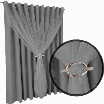 Imagem de cortina blackout Fiori corta luz 8,00 x 2,40 c/voal cinza