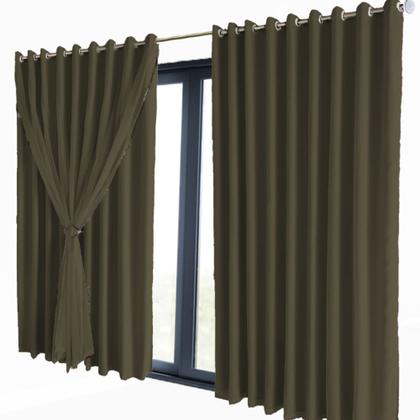 Imagem de cortina blackout Lisboa de tecido 7,00 x 2,90 varão marrom