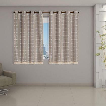 Imagem de Cortina Blackout Prata com Voil Xadrez 2,00 m x 1,40 m - Avelã - Do Lar Decoração