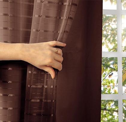 Imagem de Cortina Blackout Pvc Com Tecido Voil Xadrez 2,80 M X 1,80 M