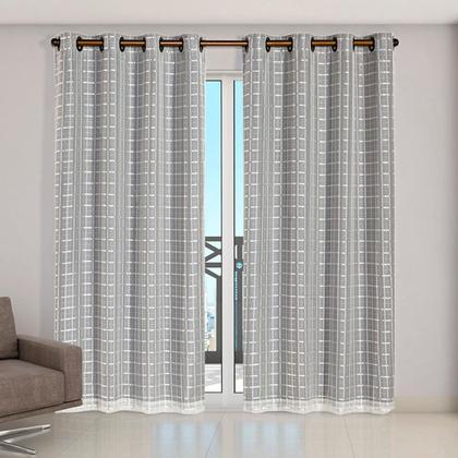 Imagem de Cortina Blackout Pvc Com Tecido Voil Xadrez 2,80 M X 2,30 M Blecaute Isolamento Térmico