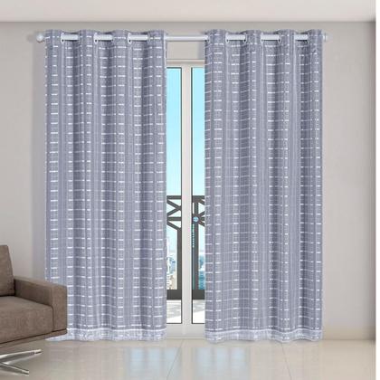 Imagem de Cortina Blackout Pvc Com Tecido Voil Xadrez 2,80 M X 2,30 M Blecaute Isolamento Térmico