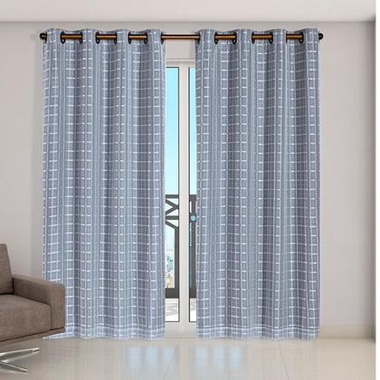Imagem de Cortina Blackout Pvc Com Tecido Voil Xadrez 2,80 M X 2,30 M Blecaute Isolamento Térmico