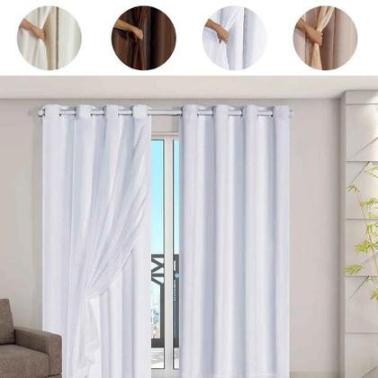 Imagem de Cortina Blackout Pvc com Voil Tecido 2,00 M X 1,40 M em 4 Opções de Cores - Casa Dona