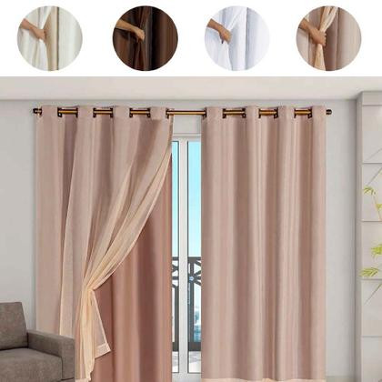 Imagem de Cortina Blackout Pvc com Voil Tecido 2,8 M X 2,8 M em 4 Opções de Cores - Casa Dona