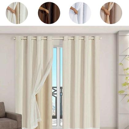 Imagem de Cortina Blackout Pvc com Voil Tecido 2,8 M X 2,8 M em 4 Opções de Cores - Casa Dona