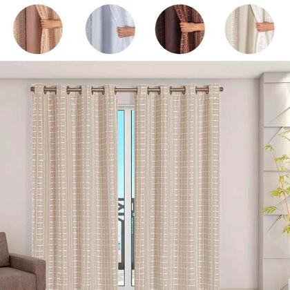 Imagem de Cortina Blackout Pvc com Voil Tecido Xadrez 2,8 M X 2,3 M em 4 Opções de Cores - Casa Dona
