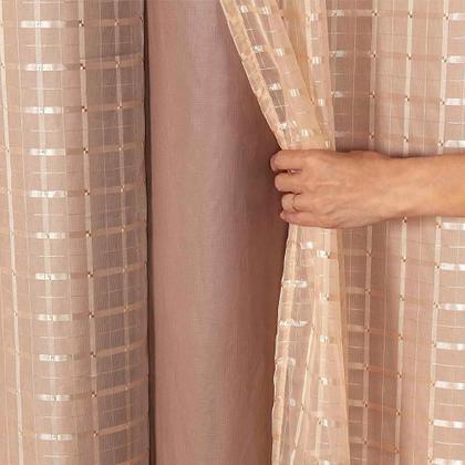 Imagem de Cortina Blackout Pvc Com Voil Tecido Xadrez 2,8 M X 2,3 M Em 4 OpÇÕEs De Cores - Casa Dona