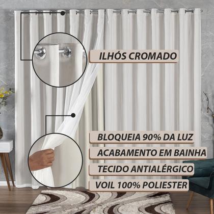 Imagem de Cortina Blackout Tecido 5 Metros com Voil 5,00x2,80