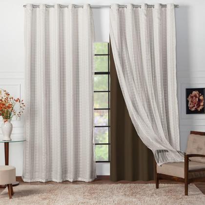 Imagem de Cortina Blackout Tecido com Voal Xadrez 6m Envio Imediato