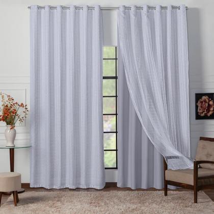 Imagem de Cortina Blackout Tecido com Voal Xadrez 6m Envio Imediato