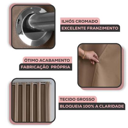 Imagem de Cortina Blackout Tecido Grosso 4,00 x 2,80 Blecaute 4 Metros Corta Luz Janela Quarto Sala Para Varão