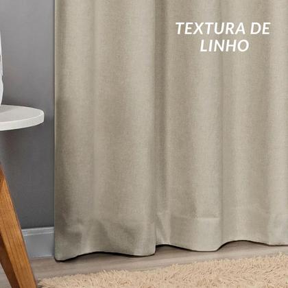 Imagem de Cortina Blackout Tecido Rústico Linho Bloqueio Total para Varão 2,0m x 1,70 Cor Areia