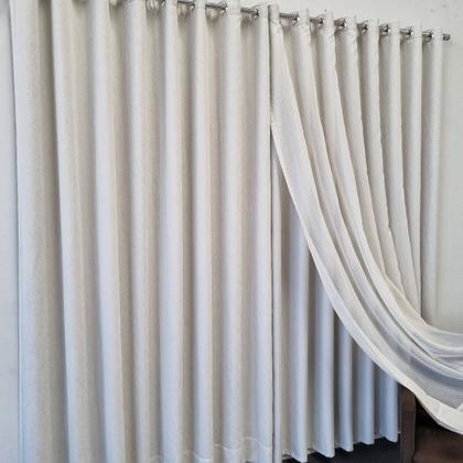 Imagem de Cortina Blecaute 100% De Voil Linho Com Forro Corta Luz Tecido 4,00x2,60