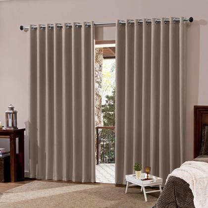 Imagem de Cortina Blecaute 6 Metros Varão Simples Sala Quarto Caqui