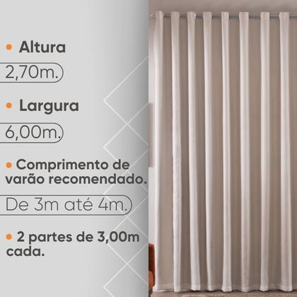 Imagem de Cortina Blecaute Bege 6,00x2,70 Resistente Tamanho Grande