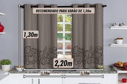Imagem de Cortina Blecaute de PVC para Cozinha Estampado 2,20m x 1,30m Avela