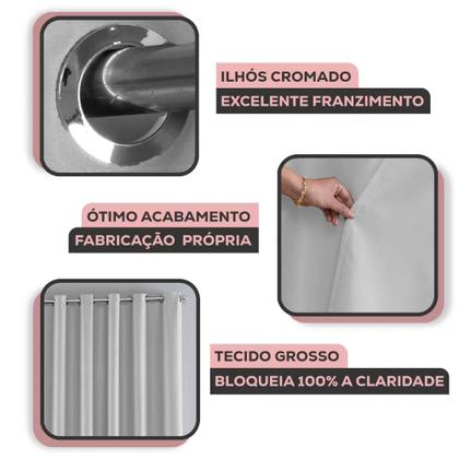 Imagem de Cortina Blecaute de Tecido Grosso Blackout 4 Metros Corta Luz 4,00x2,80 Janela Quarto Sala Varao