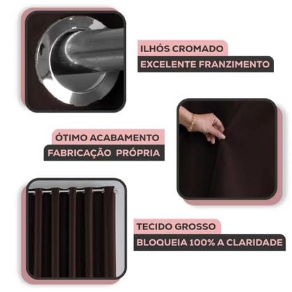 Imagem de Cortina Blecaute de Tecido Grosso Blackout 6 Metros Corta Luz 6,00x2,80 Janela Quarto Sala Varao