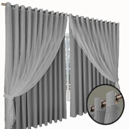 Imagem de cortina blecaute para quarto e sala Roma 4,00 x 2,80 cinza