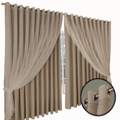 Imagem de cortina blecaute para sala e quarto Roma 7,00 x 2,80 bege