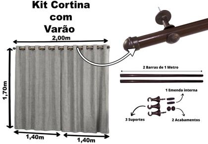 Imagem de Cortina Blecaute Suede 2,80 x 1,70 Com Varão Incluso Premium