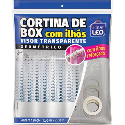 Imagem de Cortina Box 135x200cm PVC Plast Leo Geométrico com Ilhós