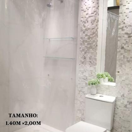 Imagem de Cortina Box Banheiro Fosca Antimofo Flexível 1.40m  2,00m