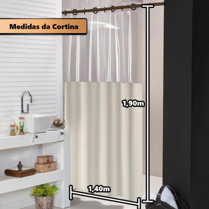 Imagem de Cortina Box Banheiro Para Varão Impermeável Com Visor