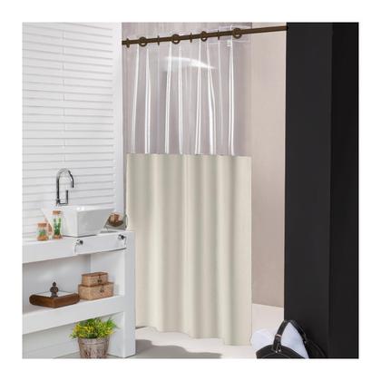 Imagem de Cortina Box Banheiro Para Varão Impermeável Com Visor