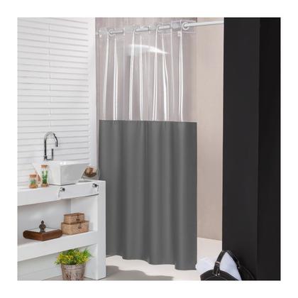 Imagem de Cortina Box Banheiro Para Varão Impermeável Com Visor