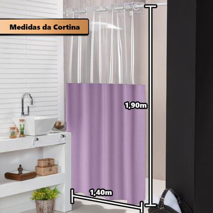 Imagem de Cortina Box Banheiro Para Varão Impermeável Com Visor